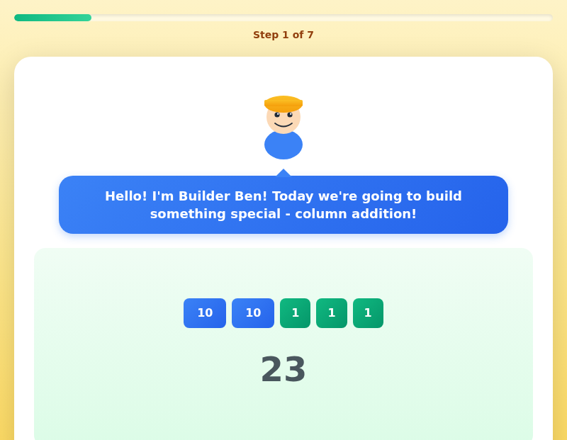 Column Addition with Builder Ben