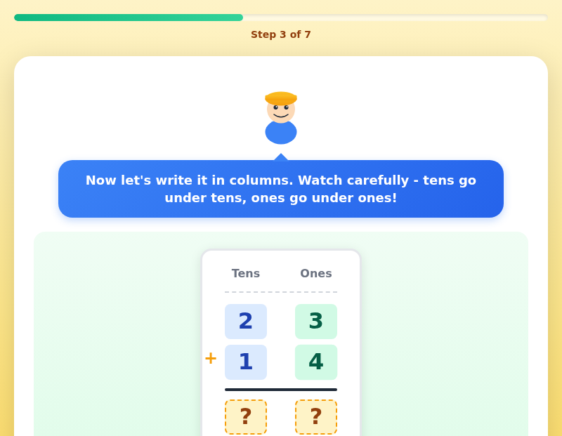 Column Addition with Builder Ben