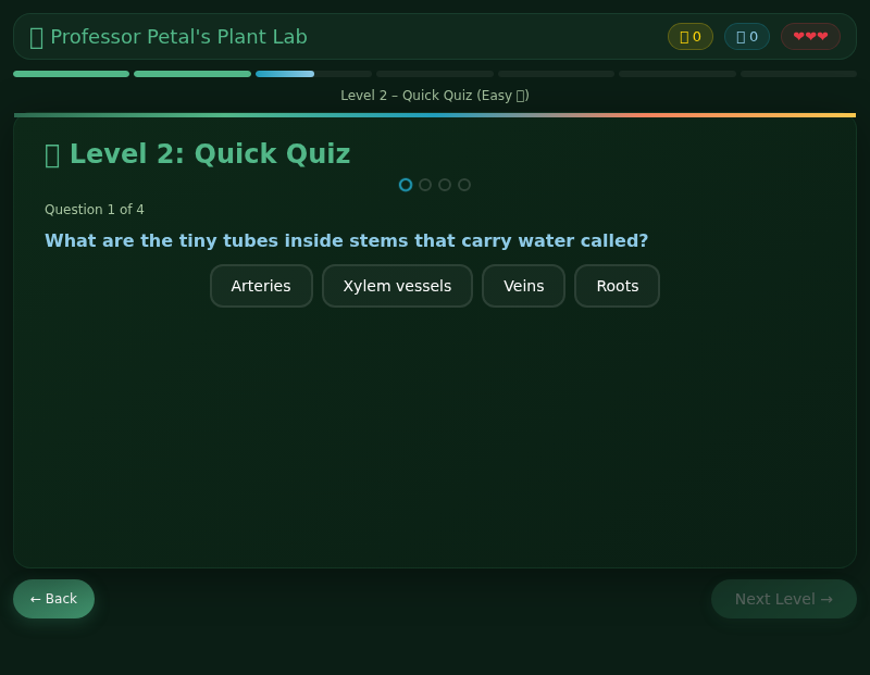 Water Transport Investigation – Science Game