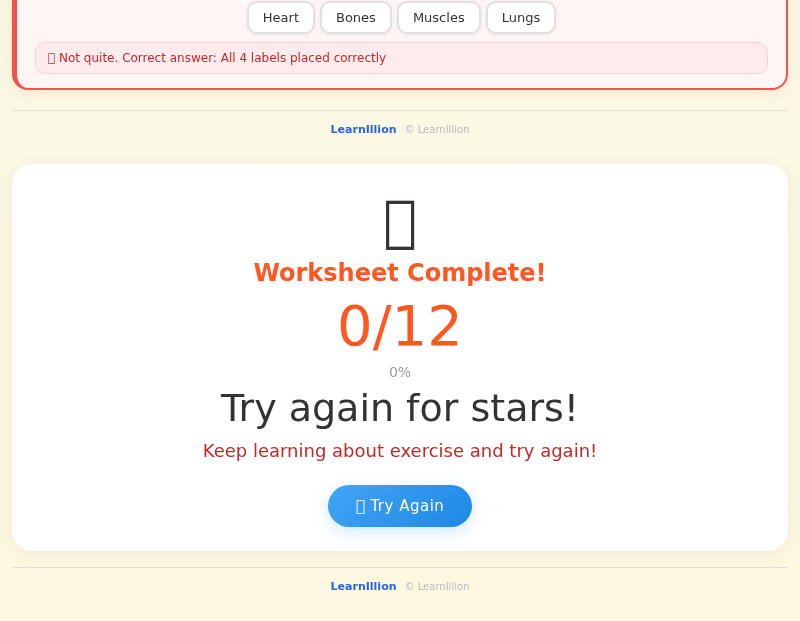 Importance of Exercise – Science Worksheet